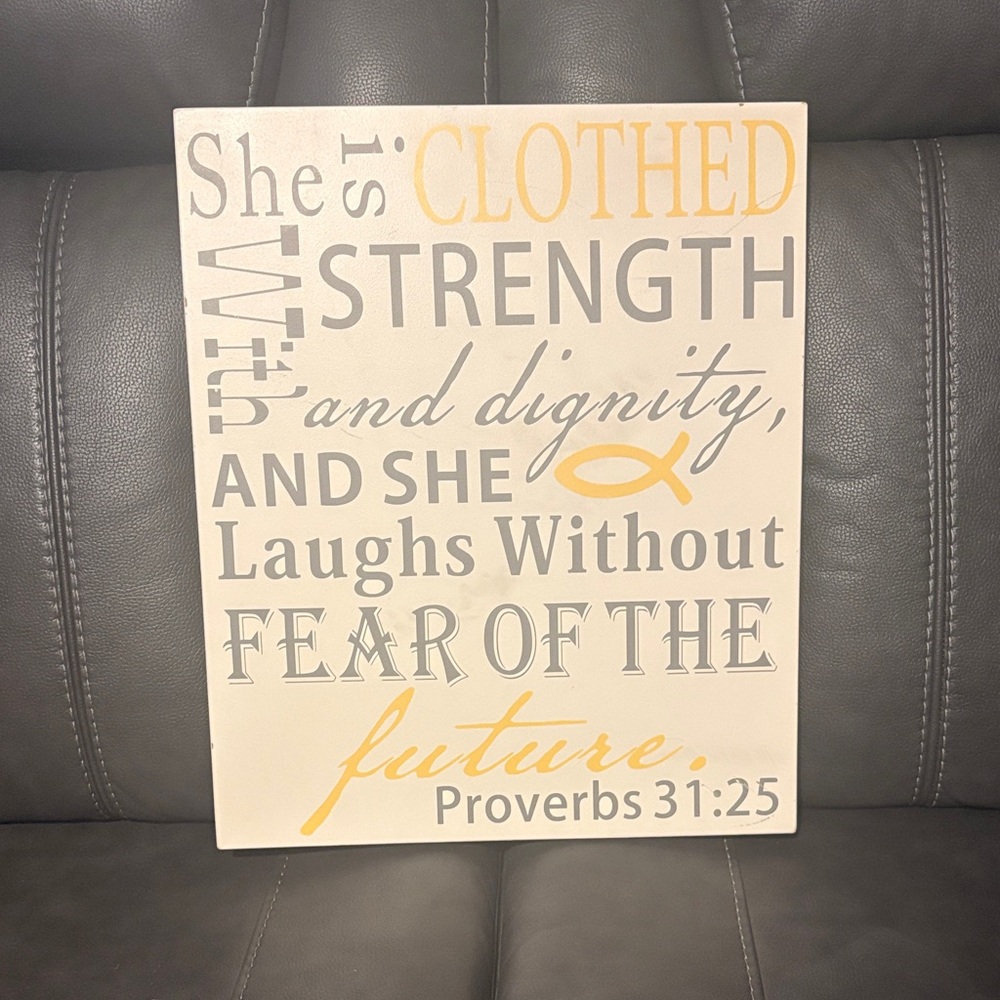 Inspirational Wall Art with Gold and Gray Text